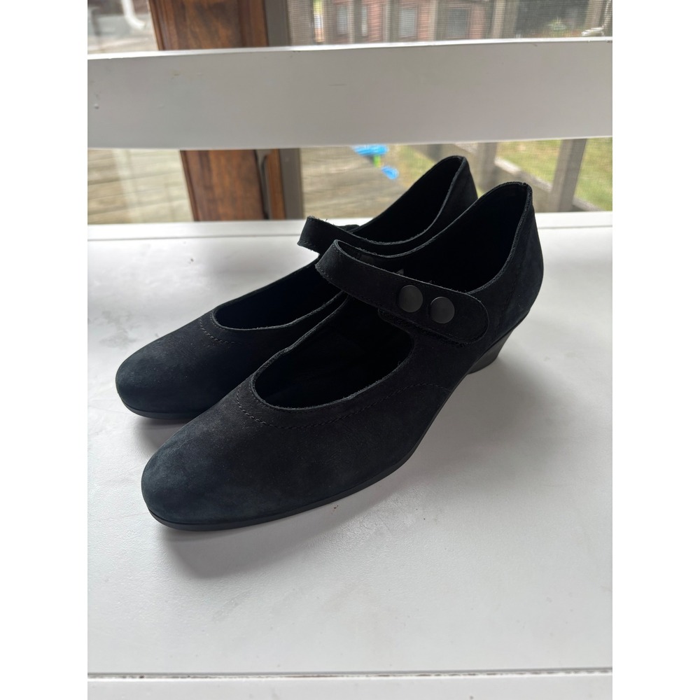 Arche Made in France Black Suede Mary Jane Wedge Heels Women's 7.5 8